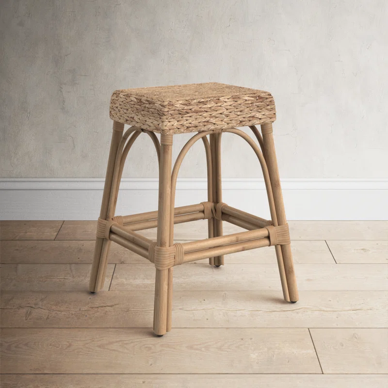  Handcrafted Water Hyacinth and Rattan Stool - ST_NCV010 