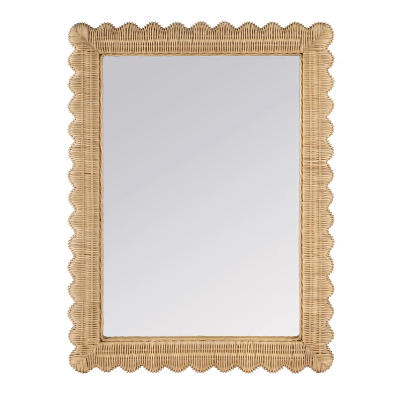  Handcrafted Scalloped Rattan Wall Mirror - MR_NCV010 