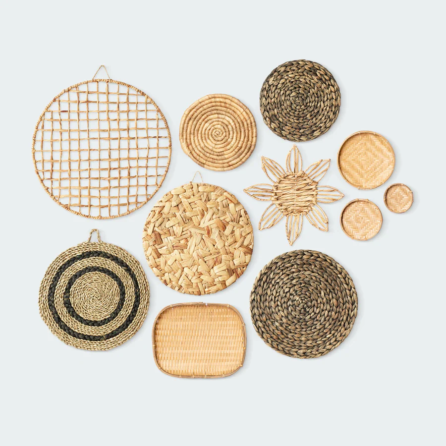  Handcrafted Water Hyacinth and Bamboo Wall Decor Set - WD_NCV012 