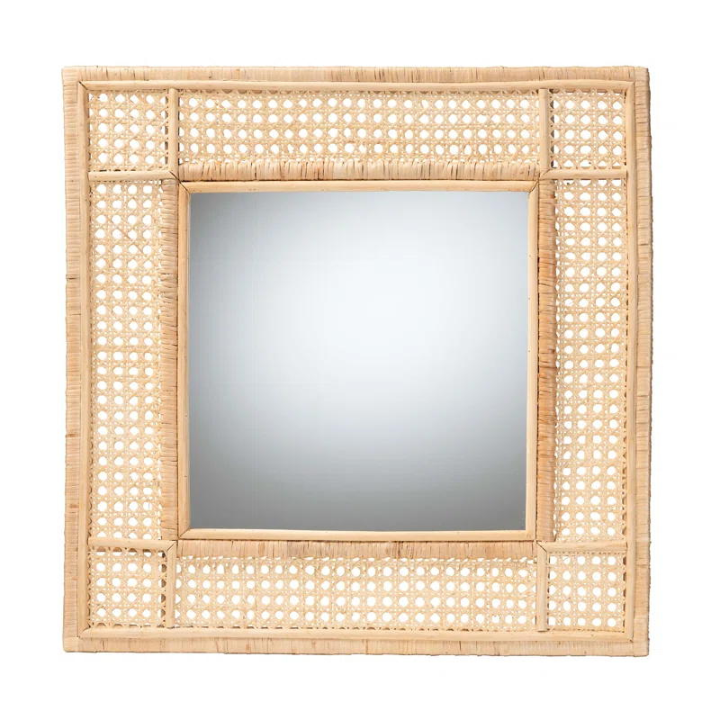  Handcrafted Square Rattan Cane Webbing Mirror - MR_NCV011 