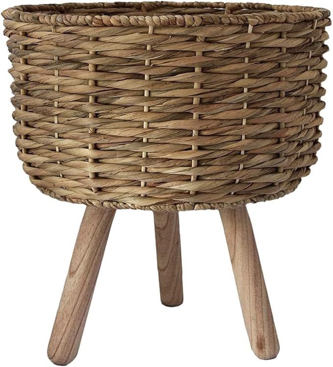  Handcrafted Water Hyacinth Pot with Wood Stand - POT_NCV012 