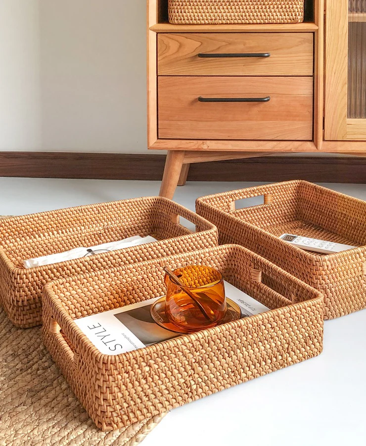  Handcrafted Natural Rattan Storage Baskets - SS_NCV012 