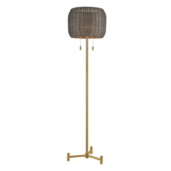  Handwoven Rattan Floor Lamp with Metal Stand - FL_NCV006 