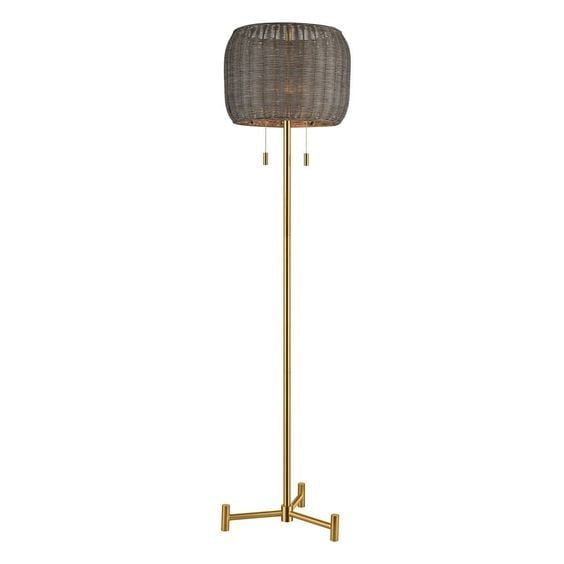  Handwoven Rattan Floor Lamp with Metal Stand - FL_NCV006 