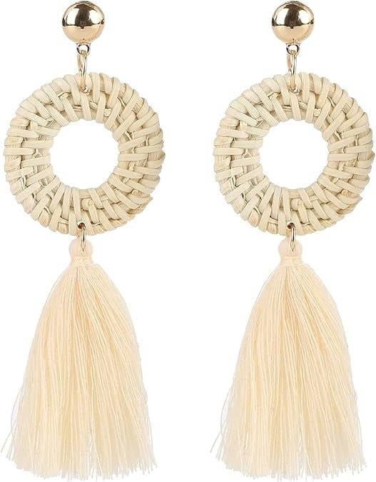  Handcrafted Rattan Tassel Earrings - ER_NCV017 