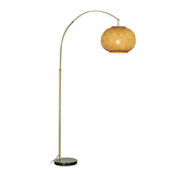  Handwoven Rattan Arched Floor Lamp with Metal Stand - FL_NCV023 