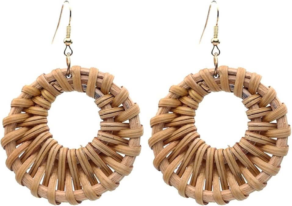  Handcrafted Natural Rattan Hoop Earrings - ER_NCV016 