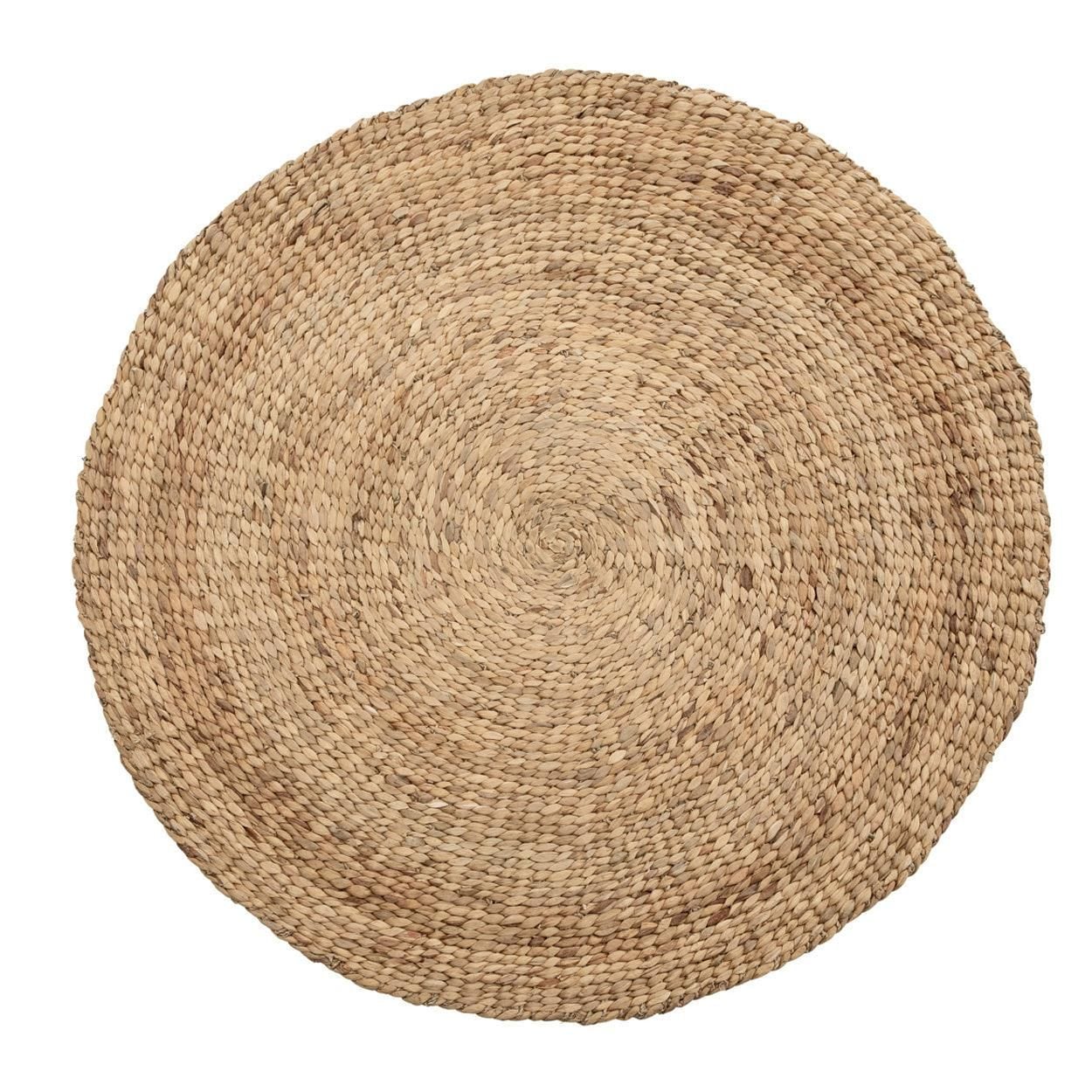  Handcrafted Round Water Hyacinth Woven Carpet - WO_NCV002 