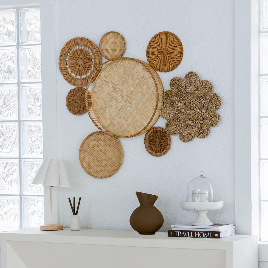  Handcrafted Woven Seagrass and Bamboo Wall Decor Set - WD_NCV002-2 