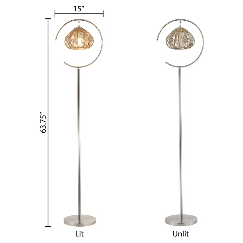  Handwoven Rattan Floor Lamp with Metal Stand - FL_NCV029 