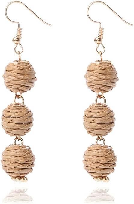  Handcrafted Rattan Ball Drop Earrings - ER_NCV015 