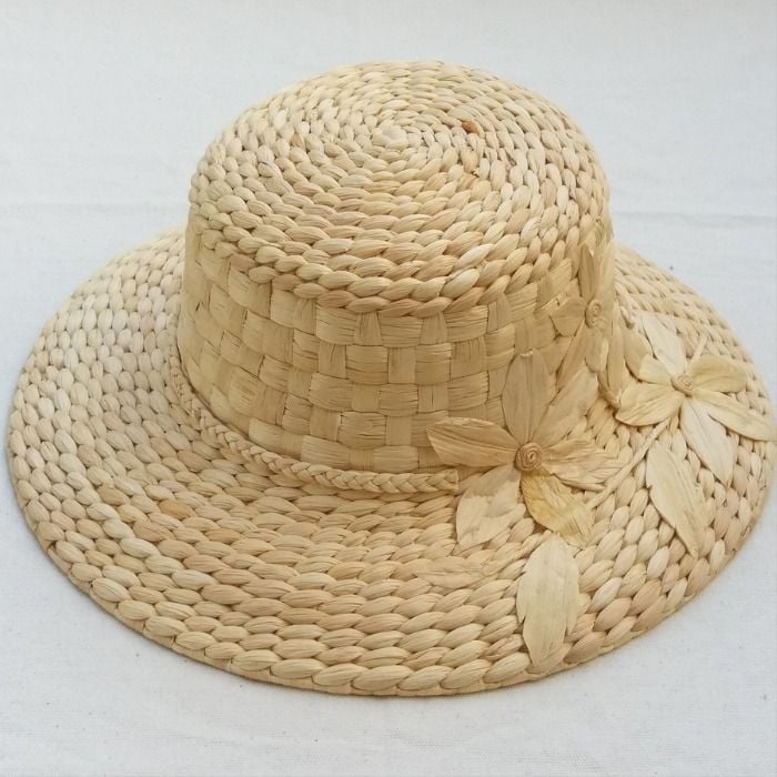  Handcrafted Water Hyacinth and Seagrass Hat - HAT_NCV004 
