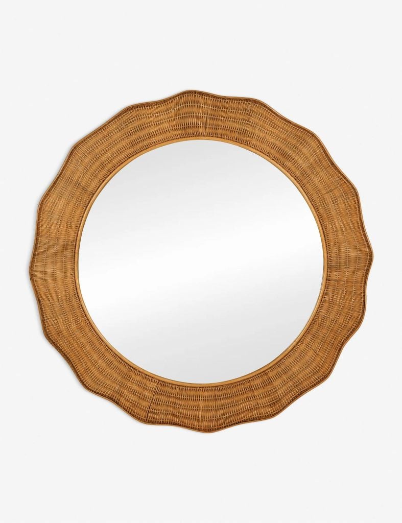  Handcrafted Scalloped Rattan Wall Mirror - MR_NCV003 