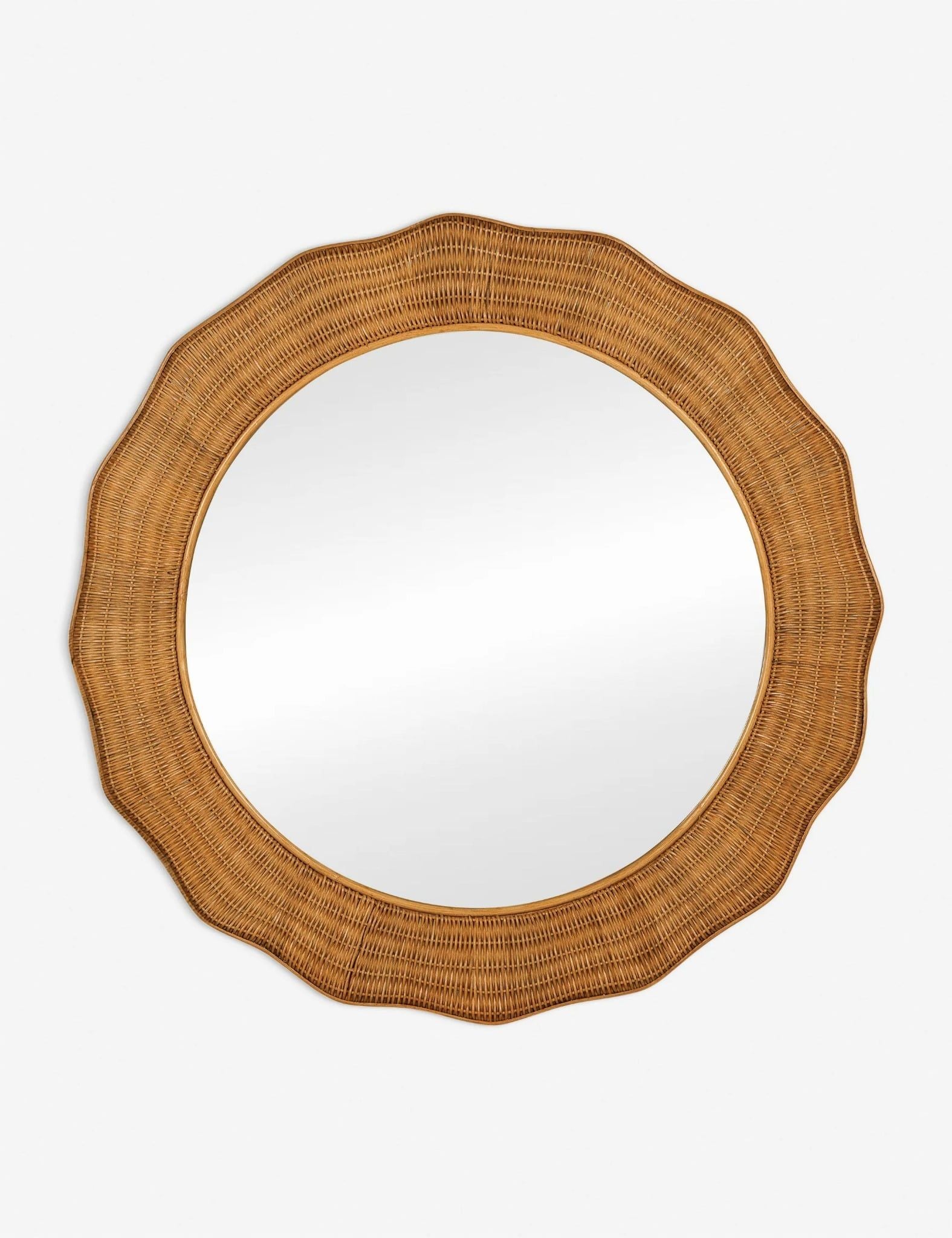  Handcrafted Scalloped Rattan Wall Mirror - MR_NCV003 