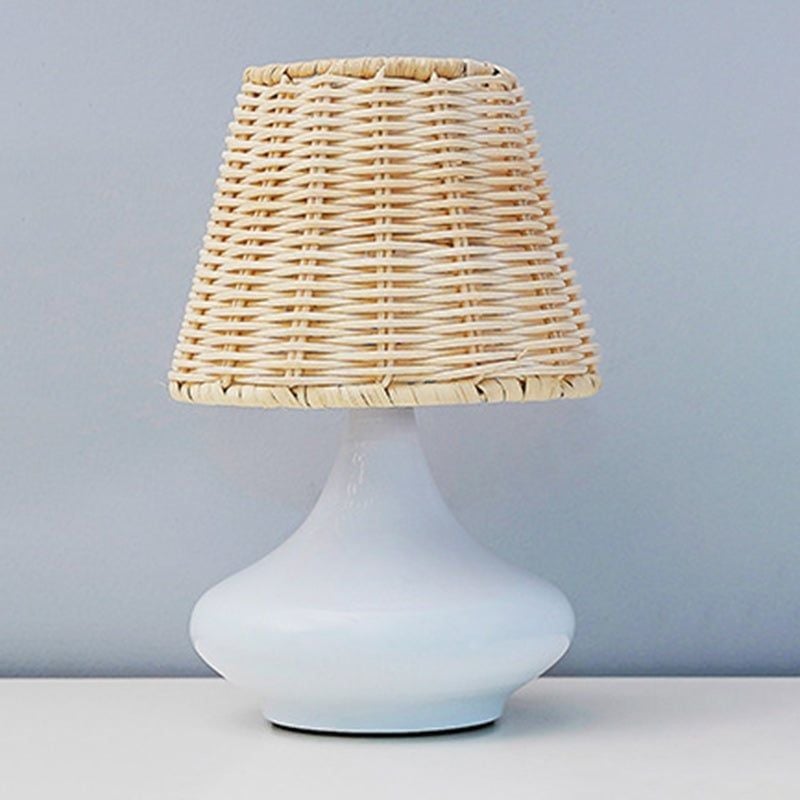  Handcrafted Rattan Table Lamp with Ceramic Base - TL_NCV012 