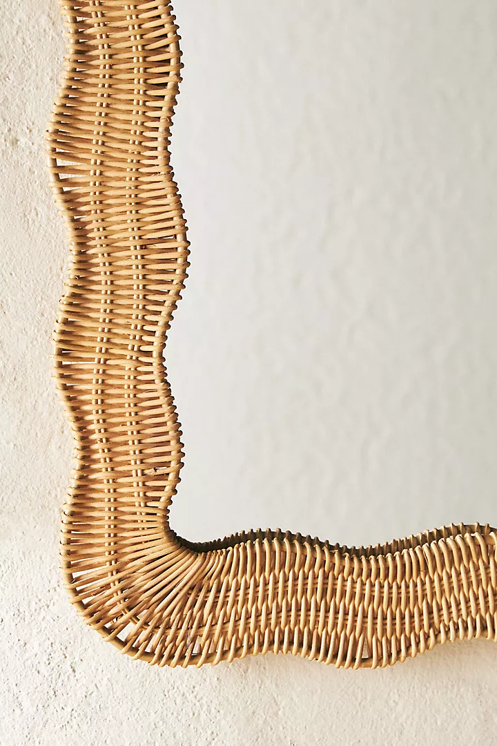  Handcrafted Wavy Rattan Wall Mirror - MR_NCV006 