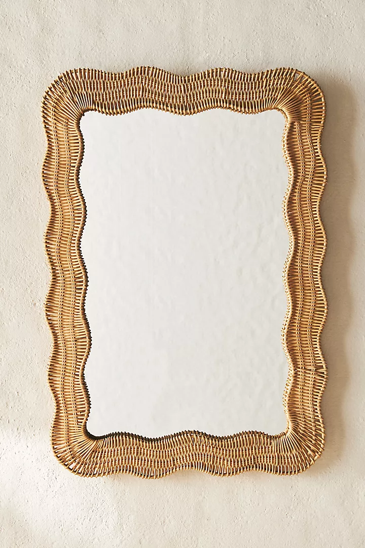  Handcrafted Wavy Rattan Wall Mirror - MR_NCV006 
