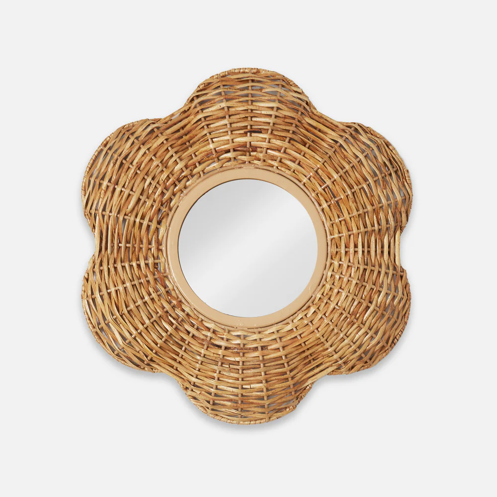  Handcrafted Natural Rattan Flower Wall Mirror - MR_NCV007 