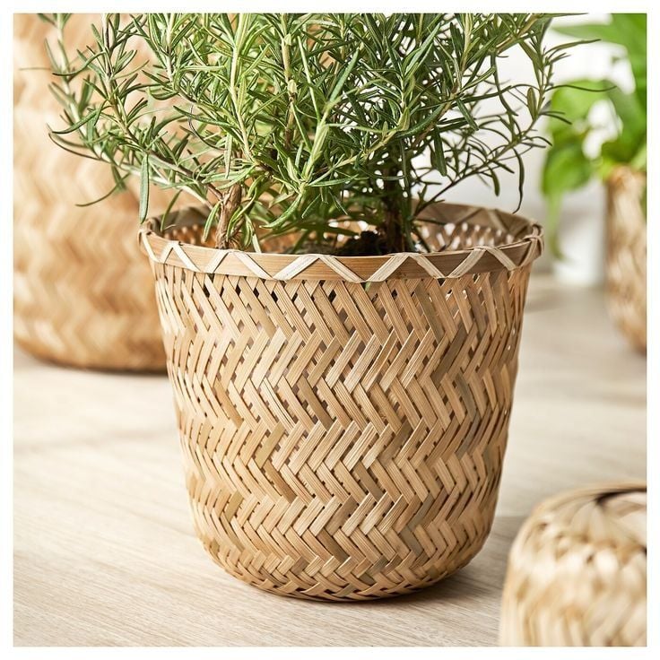  Handcrafted Woven Bamboo Plant Pot - POT_NCV008 