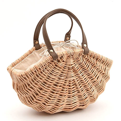  Handcrafted Rattan Handbag with Fabric Lining - BAG_NCV005 