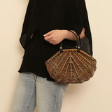  Handcrafted Rattan Handbag with Fabric Lining - BAG_NCV005 