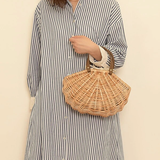  Handcrafted Rattan Handbag with Fabric Lining - BAG_NCV005 