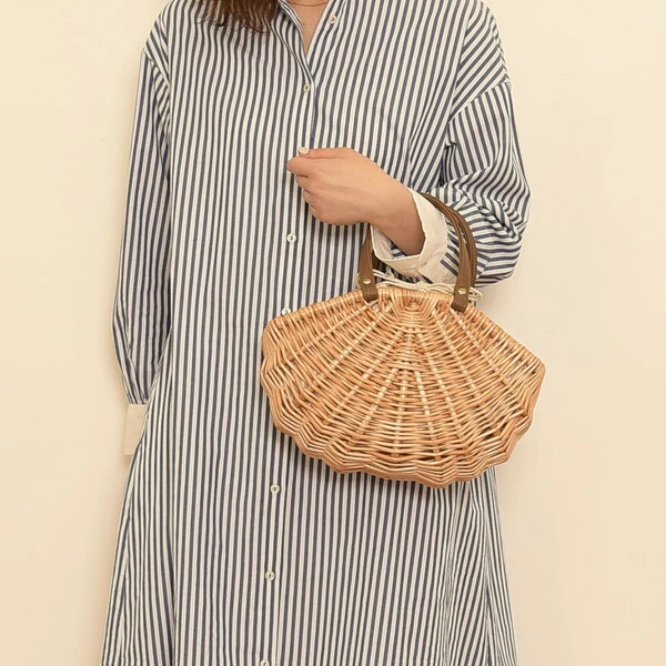  Handcrafted Rattan Handbag with Fabric Lining - BAG_NCV005 