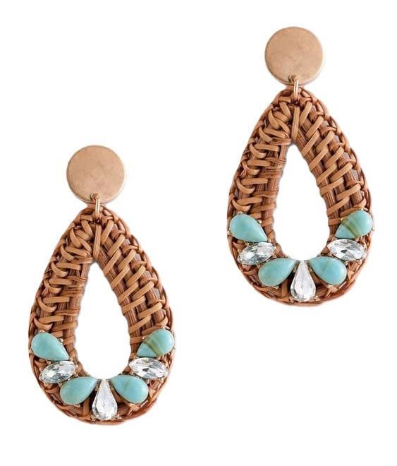  Handcrafted Rattan Teardrop Earrings - ER_NCV013 