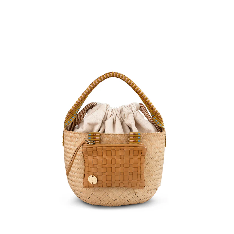  Handcrafted Seagrass Bucket Bag with Fabric Lining - BAG_NCV006 