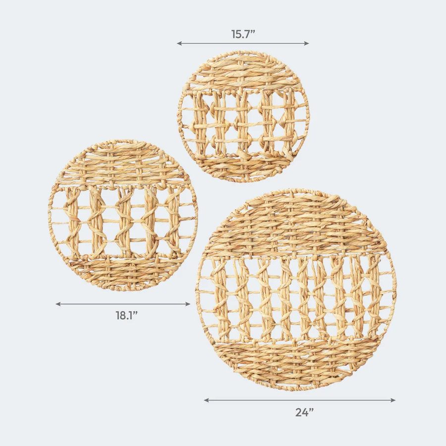  Handcrafted Round Seagrass Wall Decor Set - WD_NCV009 