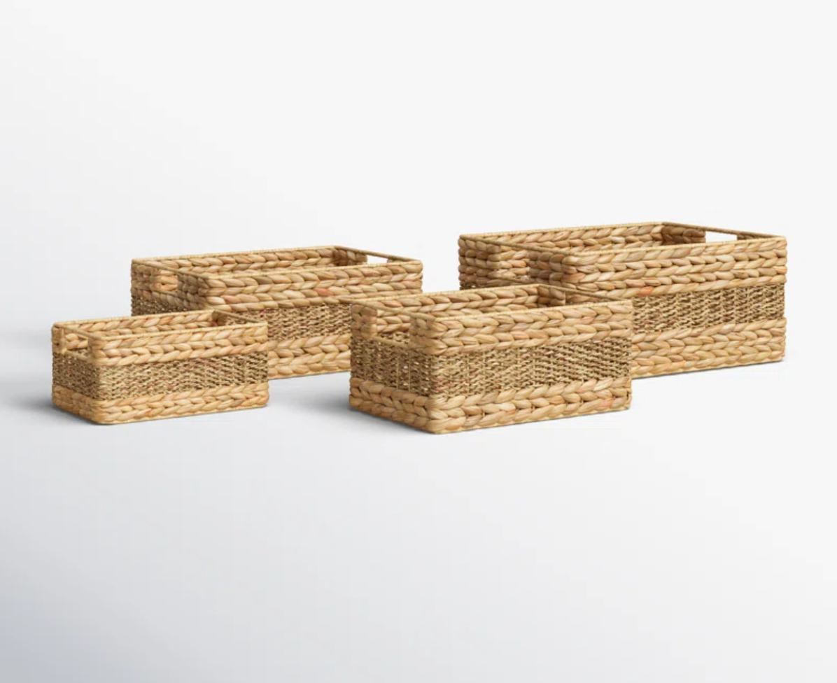  4-Piece Rectangular Wicker Seagrass Storage Basket Set - BA_NCV038 
