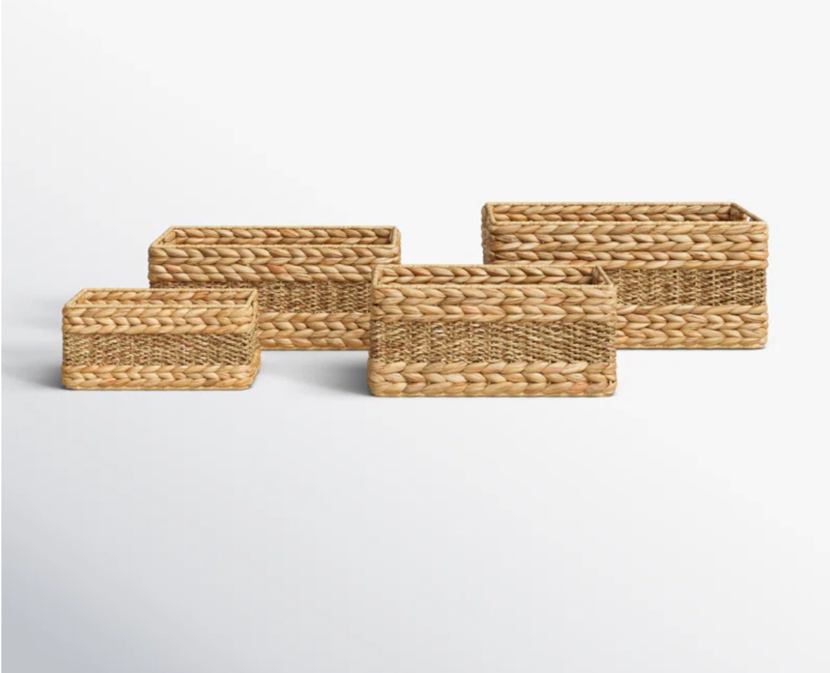  4-Piece Rectangular Wicker Seagrass Storage Basket Set - BA_NCV038 