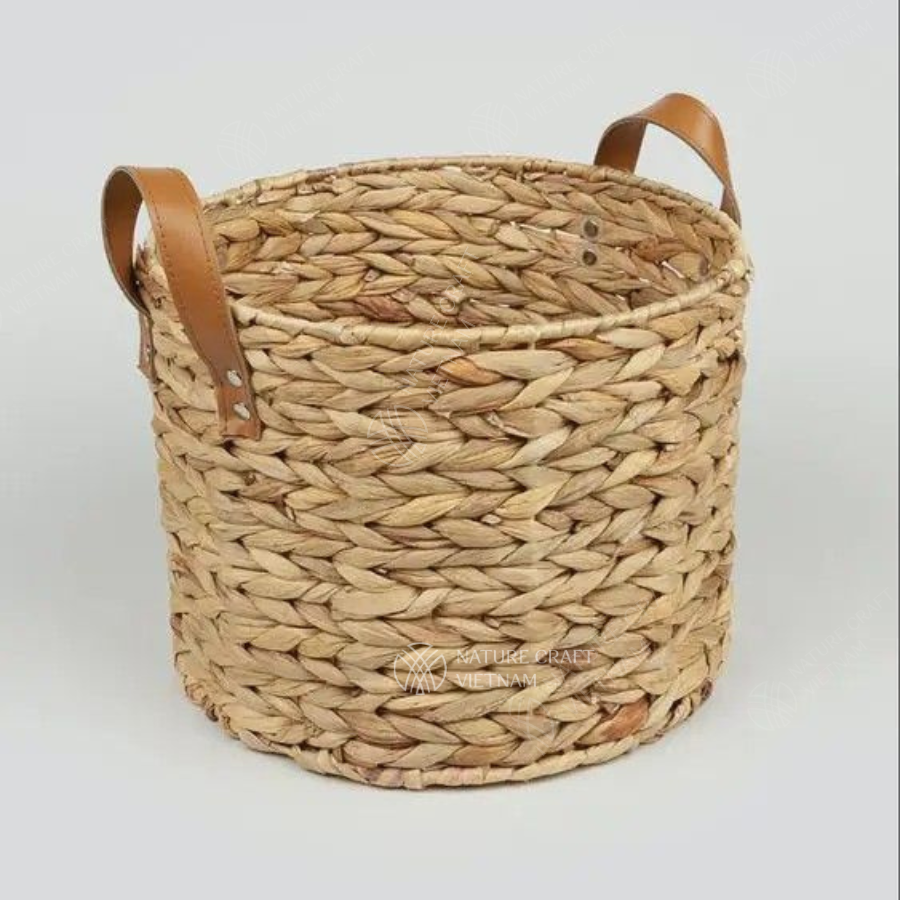  Handcrafted Water Hyacinth Storage Basket with Handles - BA_NCV027 