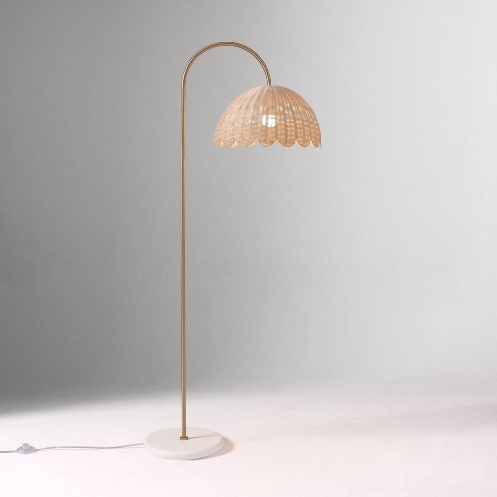  Handwoven Rattan Dome Floor Lamp with Metal Stand - FL_NCV007 