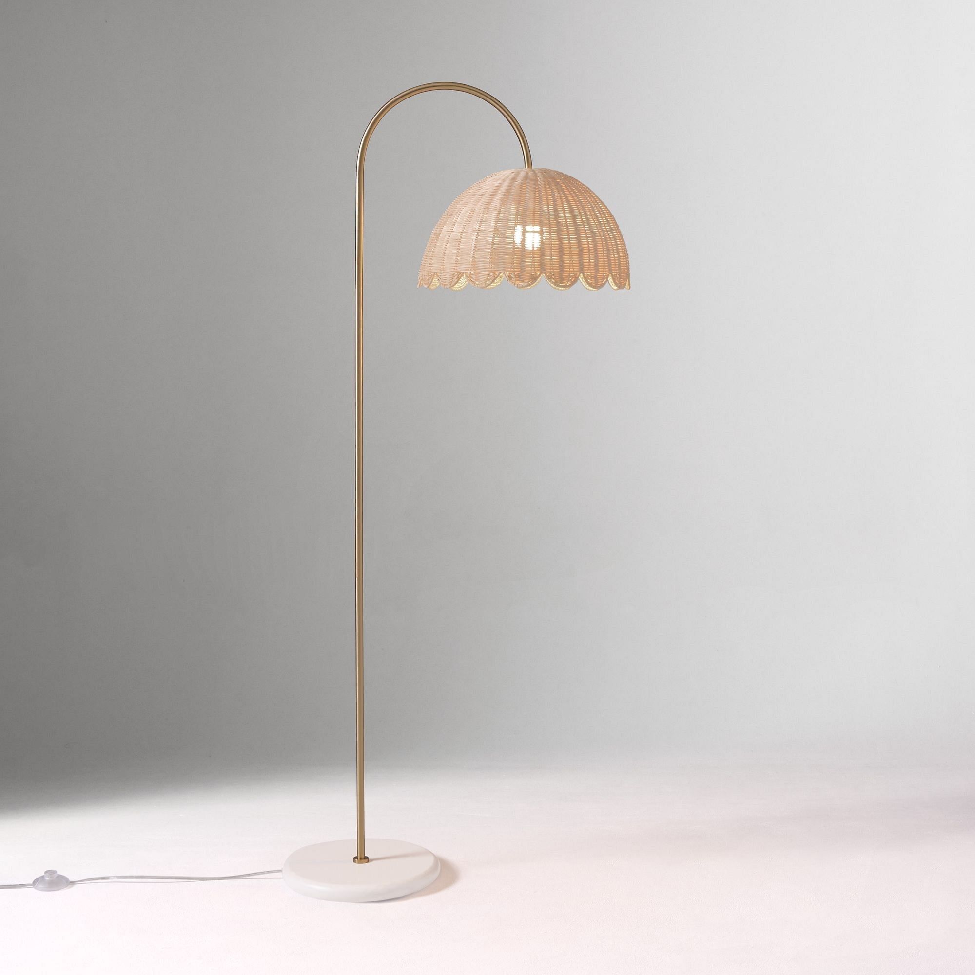  Handwoven Rattan Dome Floor Lamp with Metal Stand - FL_NCV007 