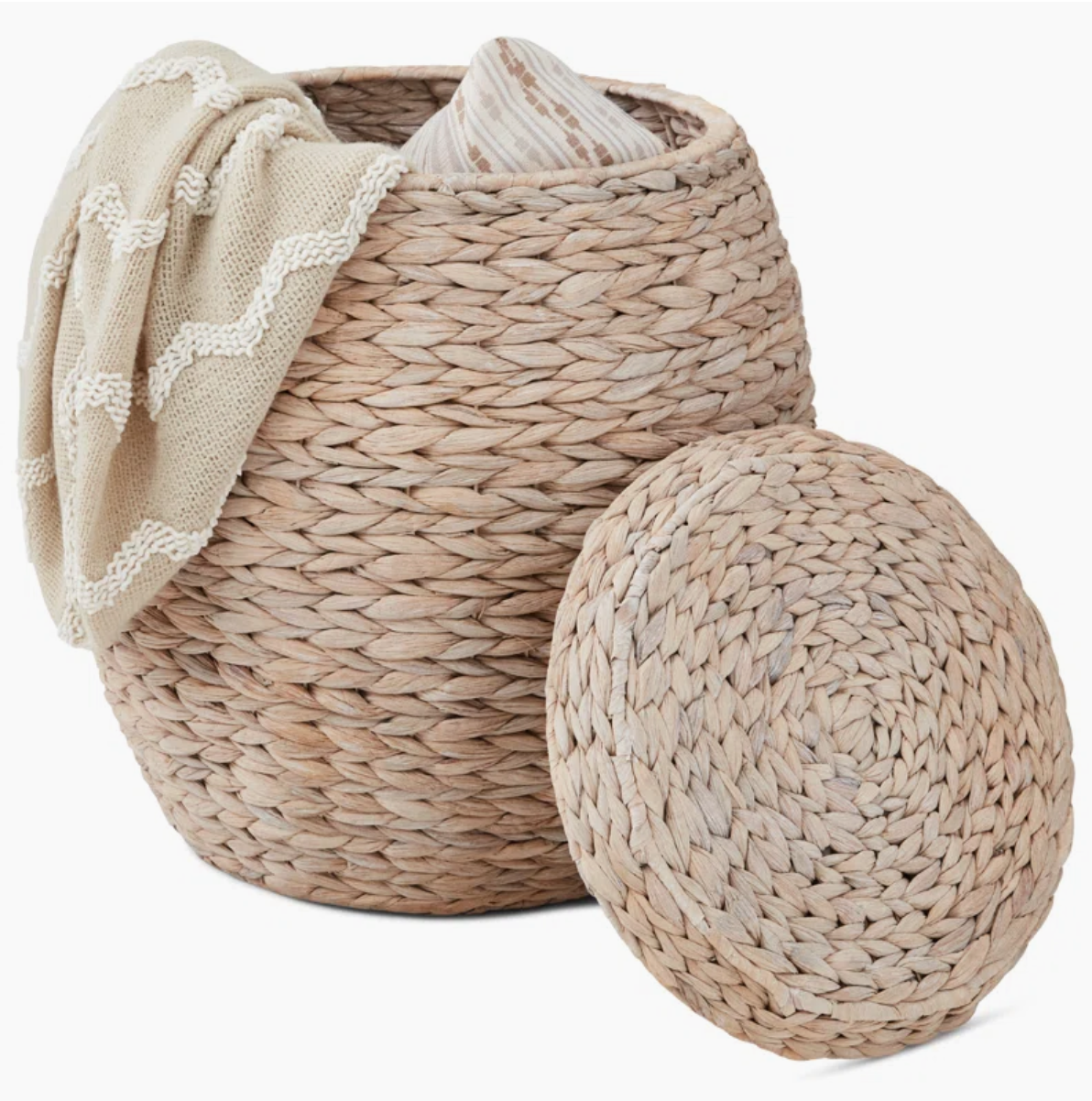  Natural Water Hyacinth Storage Basket with Lid - BA_NCV040 