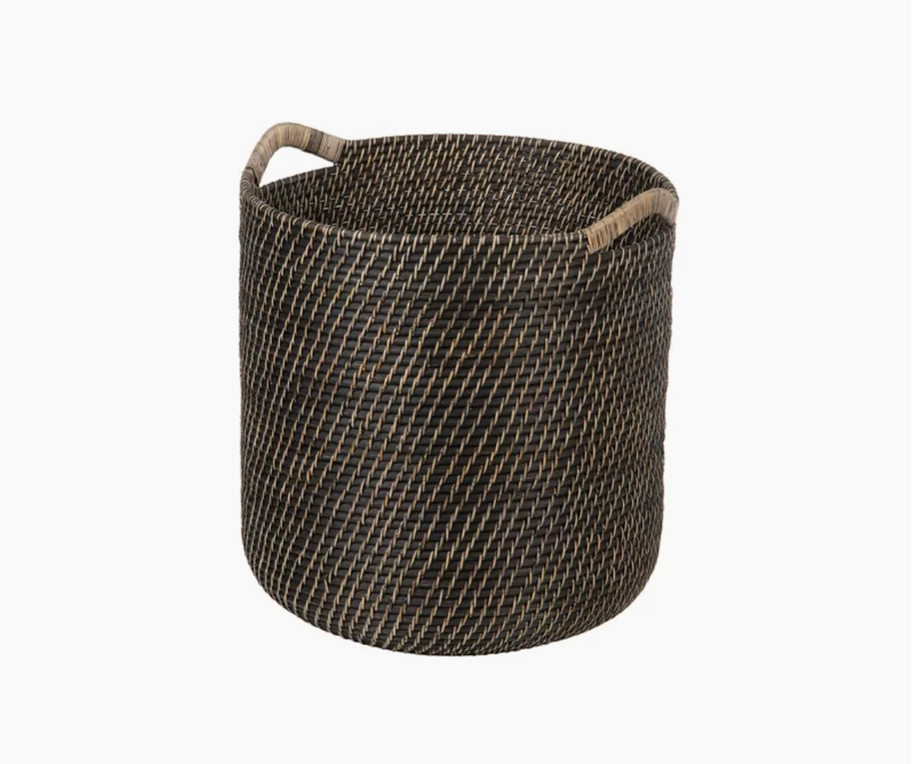  Two-Tone Woven Rattan Storage Basket with Handles - BA_NCV040 