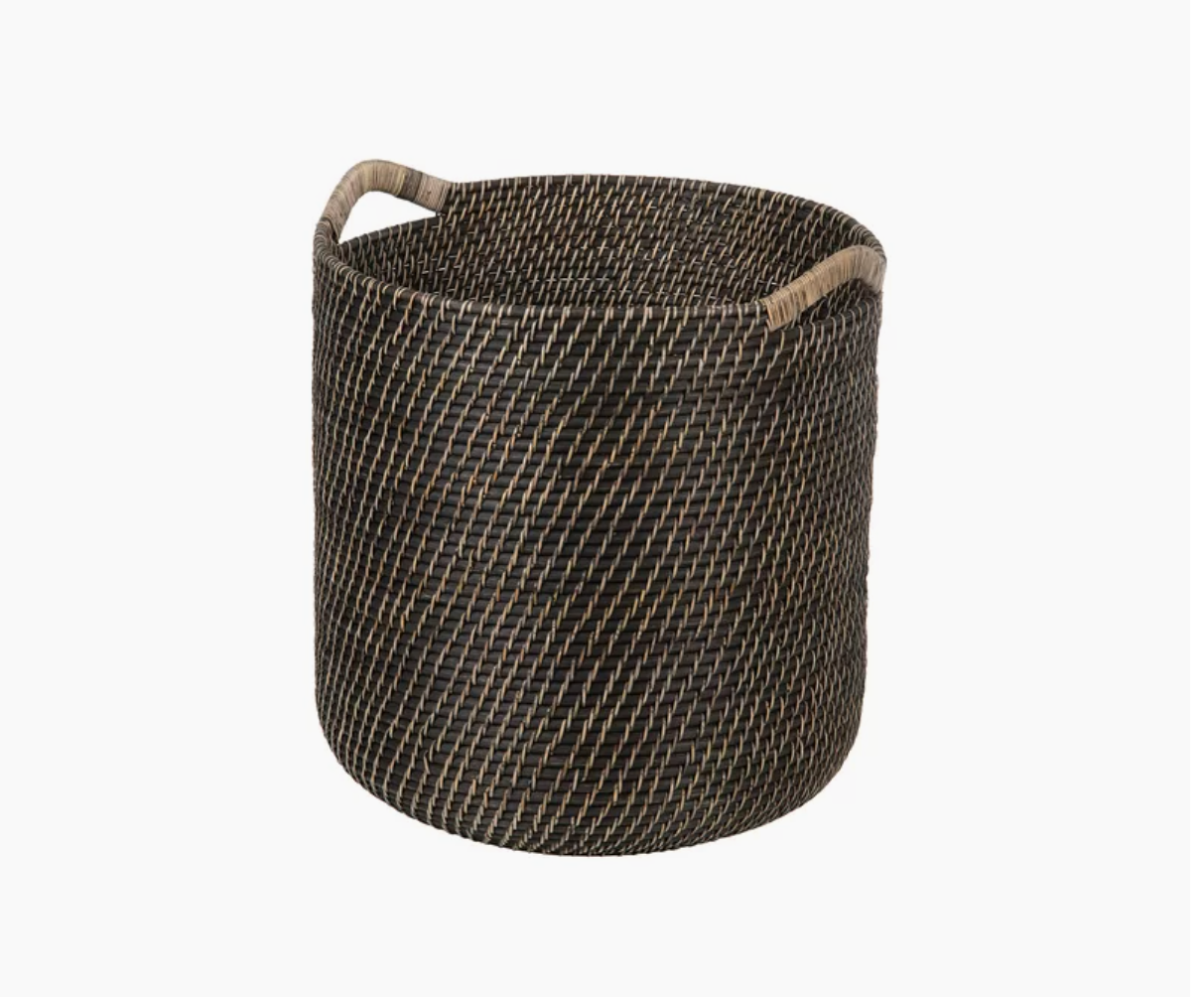  Two-Tone Woven Rattan Storage Basket with Handles - BA_NCV040 