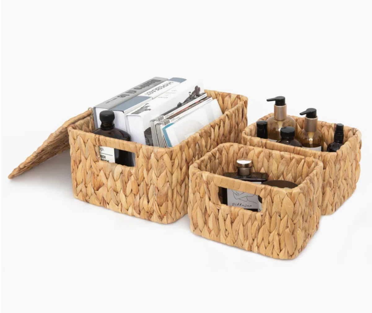  3-Piece Hand-Woven Water Hyacinth Storage Basket Set - BA_NCV035 