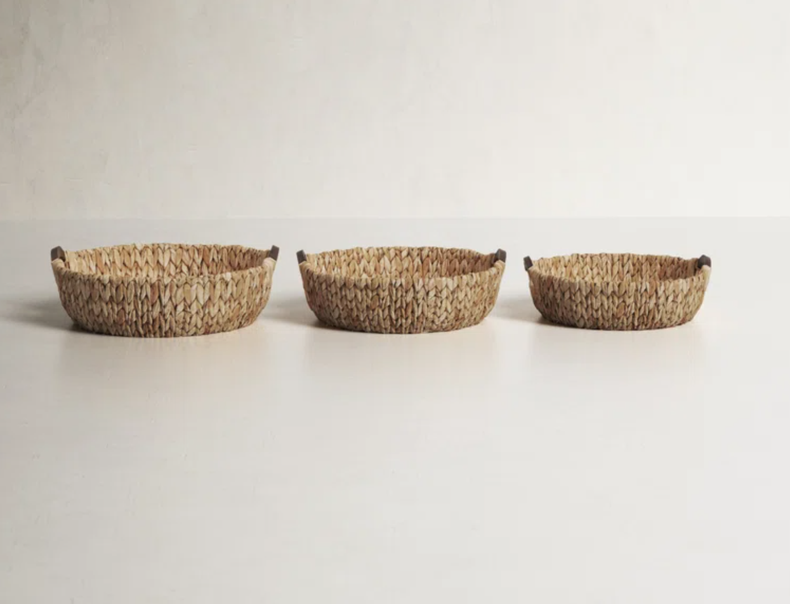  Natural Water Hyacinth 3-Piece Storage Basket Set - BA_NCV043 