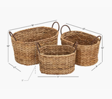  Natural Woven Seagrass Storage Basket Set with Iron Handles - BAG_NCV051 