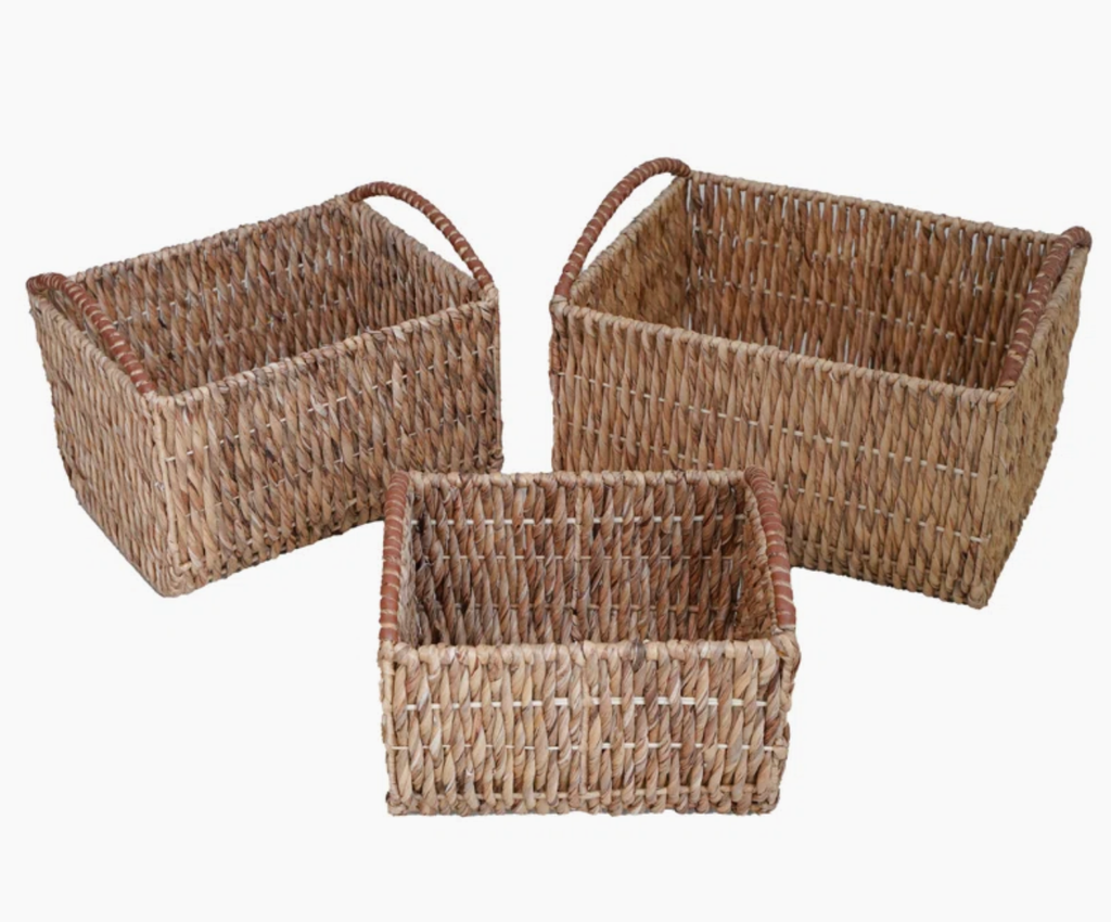  Natural Water Hyacinth Storage Basket Set of 3 - BAG_NCV049 