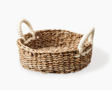  Handwoven Seagrass and Jute Round Storage Basket with Handles - BA_NCV048 