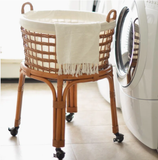  Rolling Rattan Wicker Laundry Basket with Stand - BAG_NCV047 