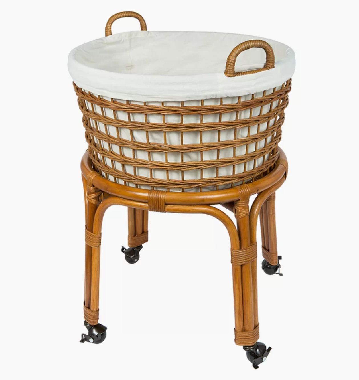  Rolling Rattan Wicker Laundry Basket with Stand - BAG_NCV047 