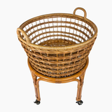  Rolling Rattan Wicker Laundry Basket with Stand - BAG_NCV047 