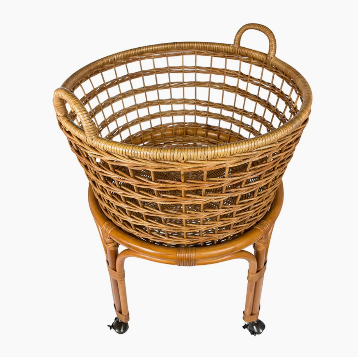  Rolling Rattan Wicker Laundry Basket with Stand - BAG_NCV047 