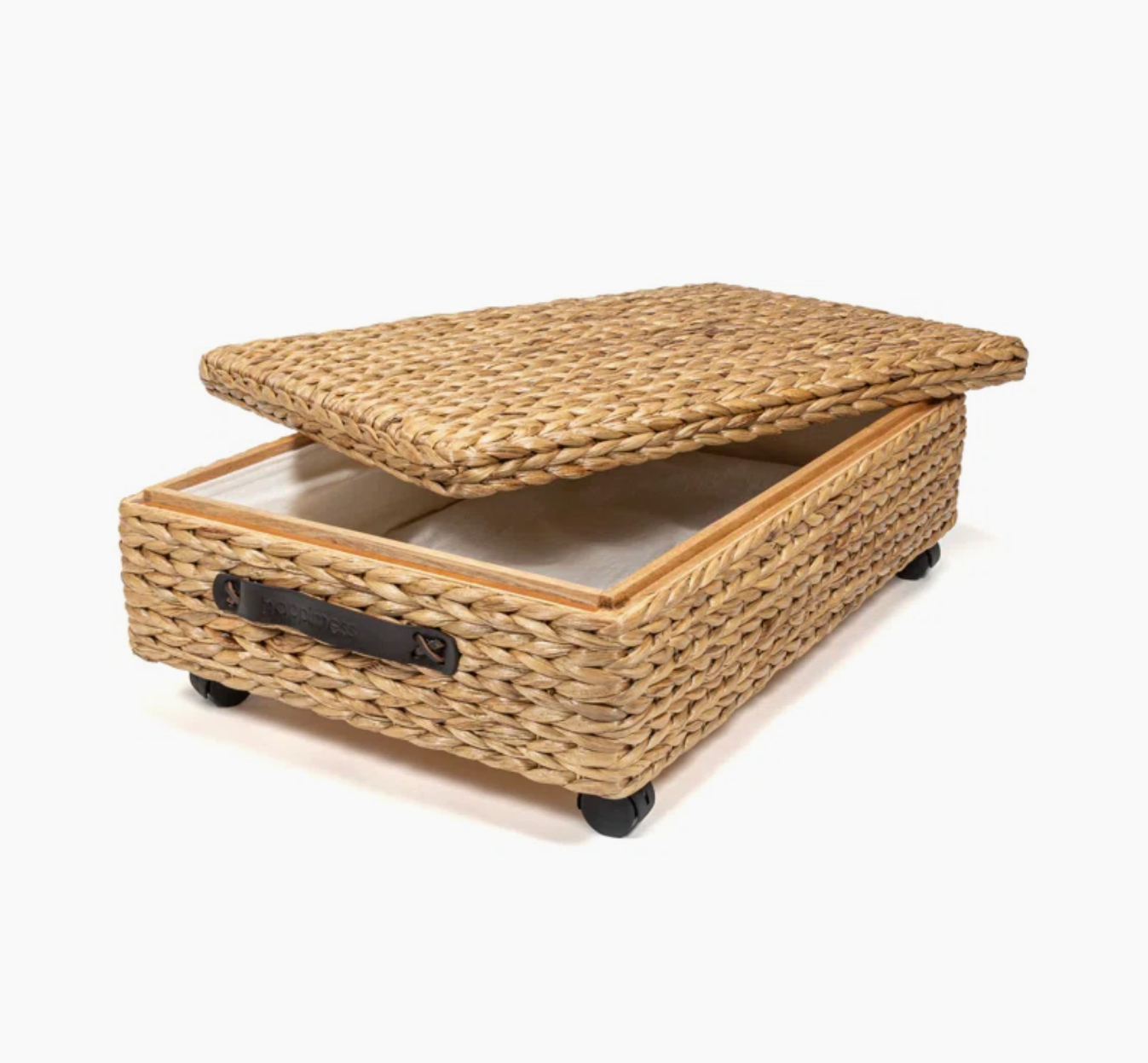  Handwoven Water Hyacinth Under-Bed Storage Basket with Lid - BA_NCV046 