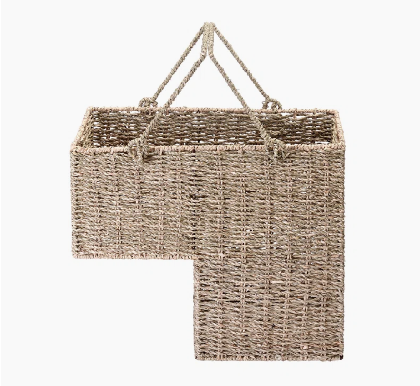  14-Inch Wicker Seagrass Staircase Basket with Handles - BA_NCV044 