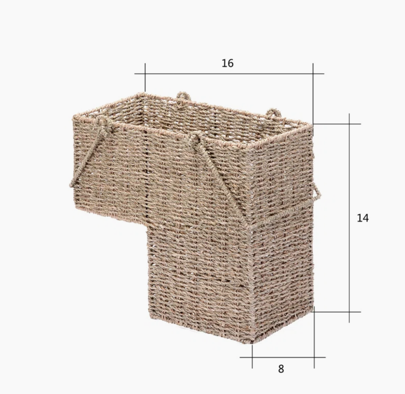  14-Inch Wicker Seagrass Staircase Basket with Handles - BA_NCV044 